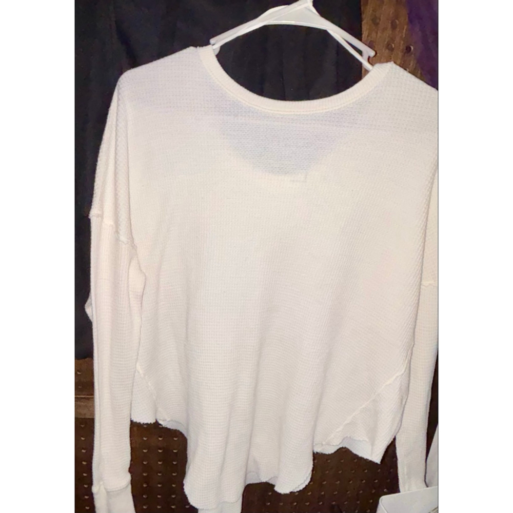 Free People Ringer Buttery Soft Waffle Knit Slouchy Crop Boho Long Sleeve Top XS - Picture 7 of 8